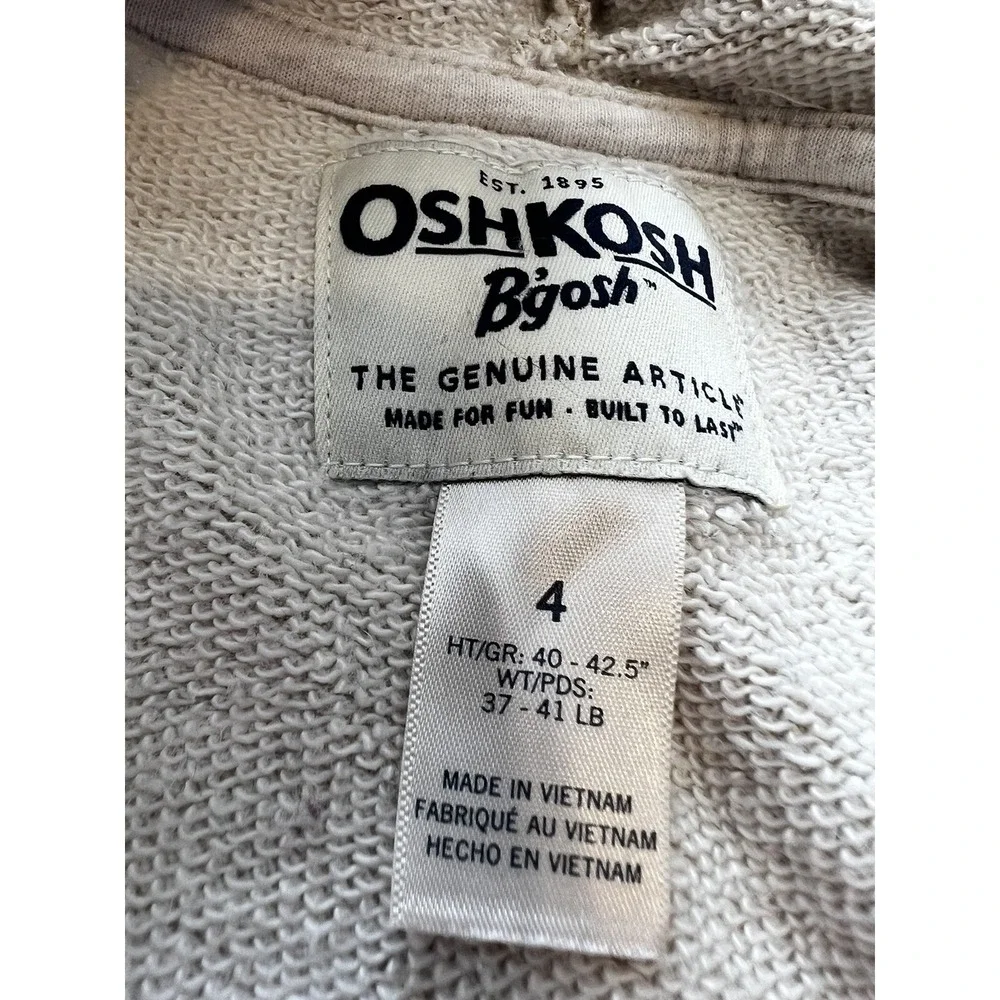 OSHKOSH B'GOSH Girls Kids Size 4 Top Sweater Cardigan Long Sleeve Full Zip Hood